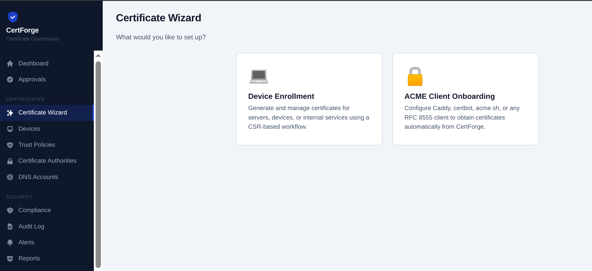 Certificate Wizard